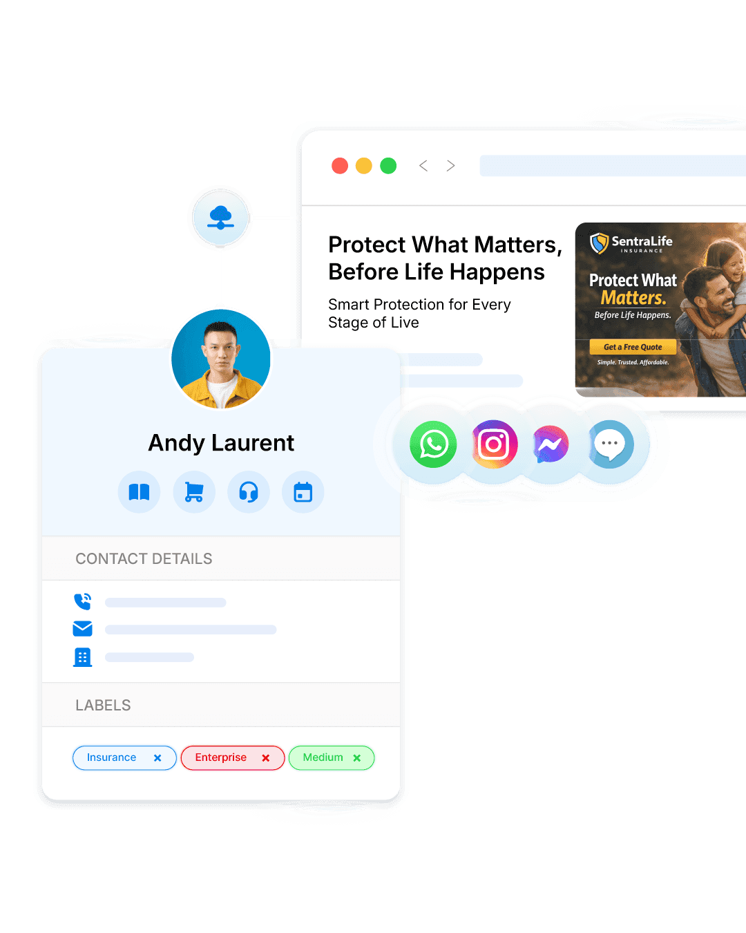 Leads Facebook Messenger tertangkap di CRM Cekat.AI
